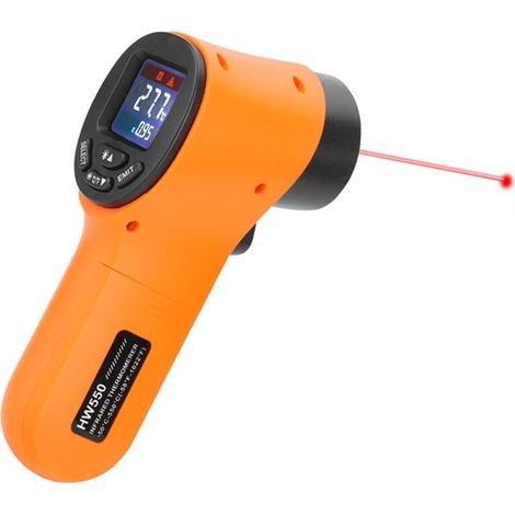 Infrarot-Thermometer, berührungsloses Laser-Infrarot-Thermometer für industrielle -50 °C bis 550 °C, LCD-Display mit Hintergrundbeleuchtung, Alarm und einstellbarer Emissionsgrad (nicht für Menschen) (1/4)