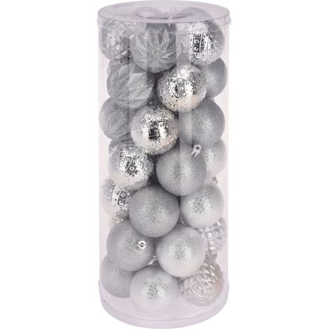 Boules de Noël argentées en forme de diamant pour sapin de Noël, 35 pièces (1/3)