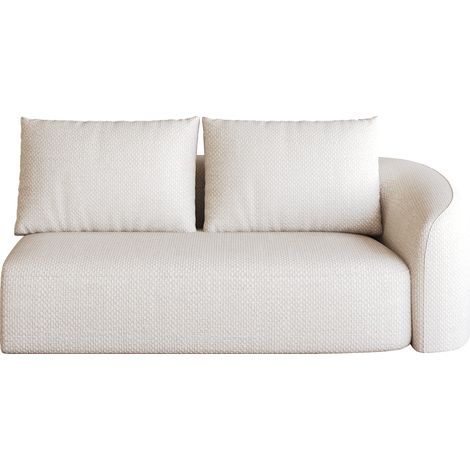 Ecksofa Rechts 2-Sitzer aus Stoff, Tiefer Sitz und Stützstruktur, Weiß (1/5)