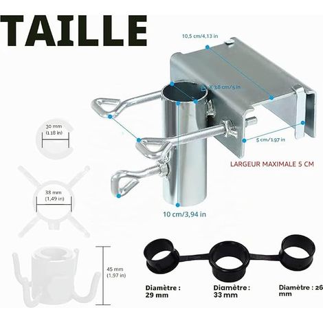Balcony parasol stand, holder, for balustrade, table mounting, maximum adjustment of 2 cm (1/4)