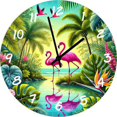 Horloge en verre flamants roses 29 cm (1/2)