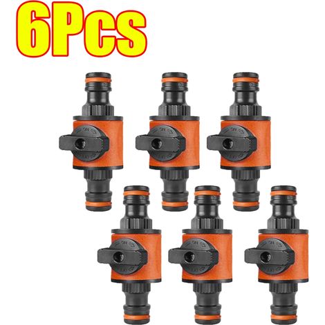 (Lot de 6) Raccord rapide pour tuyau d'arrosage 16 mm, vanne d'arrêt, embout de raccordement rapide, tuyau d'irrigation, arrêt d'eau (1/5)