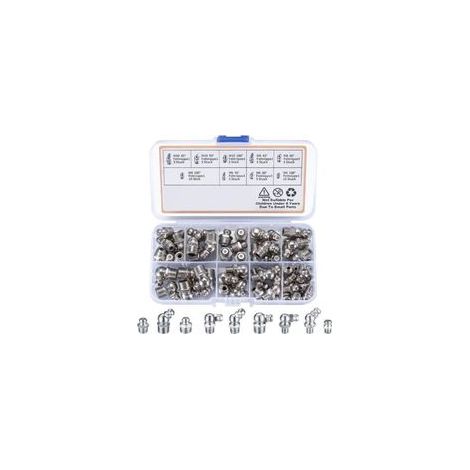 Houhence – Kit de 60 graisseurs à visser M6 M8 M10 – Angles 45° 90° 180° – Fer nickelé résistant à la corrosion – Pour machines industrielles (1/5)