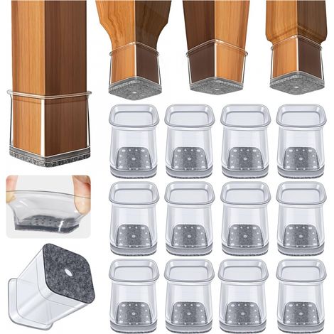 32 Protections Pieds Chaise 20-25mm Transparentes S (1/5)
