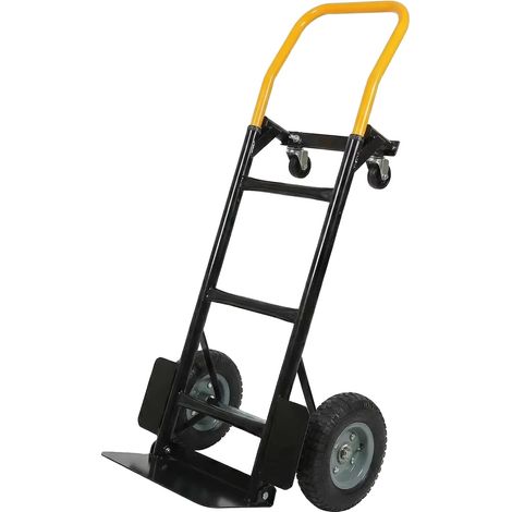 Chariot à main, cadre en acier robuste, capacité de charge de 300 lbs, Noir (1/2)
