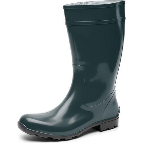 Ladeheid Damen Gummistiefel 100% Wasserdticht Regenstiefel Damen LA-967 (Flaschengrün/Schwarz, 39 EU)