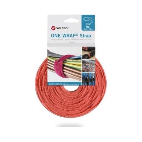 VELCRO ONE-WRAP - Attache de câble détachable - Polypropylène (PP) - Velcro - Orange - 330 mm - 20 mm - 100 pièce(s) (VEL-OW64737)