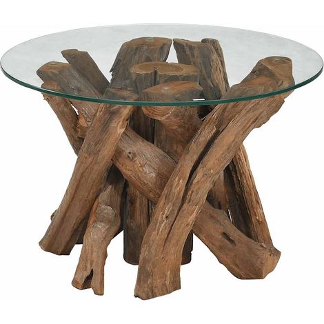 Maison Exclusive - Couchtisch Massivholz Teak Treibholz 60 cm (1/5)