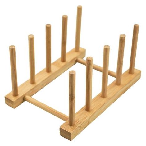 Porte - assiette de cuisine en bois de bambou pour planche à découper, égouttoir de vaisselle, organisateur de vaisselle, tasse, couvercle de pot (4 cases) (1/5)