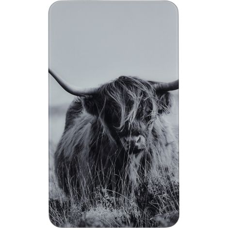 WENKO Herdabdeckplatte Universal Highland Cattle 2er Set, für alle Herdarten, Mehrfarbig, Gehärtetes Glas mehrfarbig, Kunststoff (TPE) hellgrau, Kunststoff transparent (1/5)
