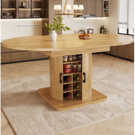 MEUBLIV tavolo da pranzo estensibile 158x118 cm naturale con vano contenitore (1/5)