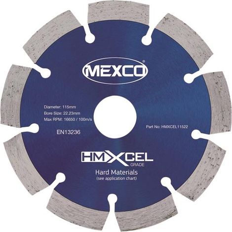 Mexco XCEL Diamond Blade 115mm for Hard Materials Cutting (1/2)