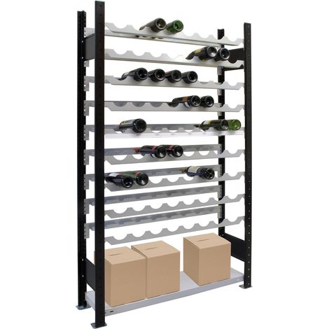 SCHULTE Regalwelt Casier à vin, 96 bouteilles, 230x100x25 cm (HxLxP), noir/argent, rayonnage pour boissons, casier à bouteilles de vin, casier à bouteilles (1/3)