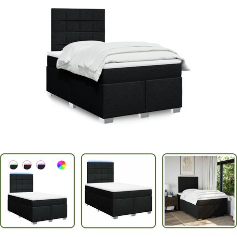 vidaXL LED-Leuchten - Boxspringbett mit Matratze Schwarz 120x200 cm Stoff (1/5)