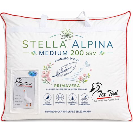 PIUMINO TEX TIROL © STELLA ALPINA MEDIUM 200 gsm. 100% PIUMINO OCA LEGGERO PRIMAVERILE ESTIVO Cm. 155X200