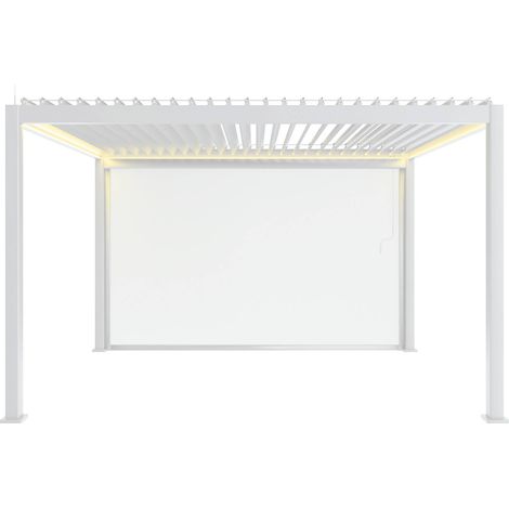 sweeek - LED Pergola mit motorisiertem Lamellendach Triomphe 3x4m + Markise 4m