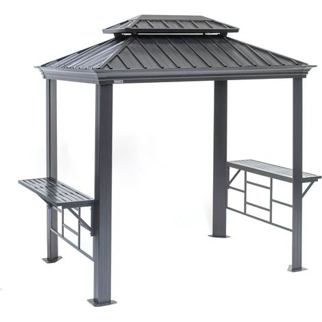 Sojag – Pavillon barbecue en aluminium Messina 68 – Toit en acier galvanisé – 2 étagères latérales – Utilisation extérieure toute l'année – 179x292x262 cm (1/10)