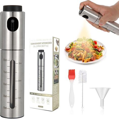 1 Pulvérisateur d'huile, Acier inoxydable, Buse anti-dérapante, 100ml, Cuisine, Friteuse, BBQ (1/5)