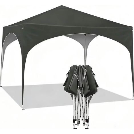 Pérgola de jardín plegable 3 x 3 m gris de metal y lona Oxford 210D MODENUIT (1/5)