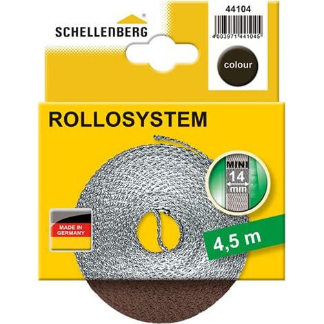 Schellenberg 44104 Cintino avvolgibili 14 mm x 4,5 m-Sistema Mini, Cinghia tapparella Marrone (1/4)
