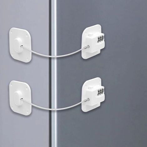 Lot de 2 Serrure Frigo avec Code, Cadenas Frigo pour Enfants, Adhésive Verrou de Réfrigérateur à Combinaison, Securite Bloque pour Porte Frigo Fenêtre Placards Armoires (1/5)