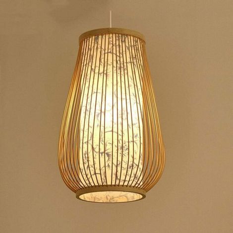 Ineasicer Lanterne Ancienne Chinoise Lampe À Suspension En Bambou Naturel Lustre Vintage Industriel Pour Chambre, BarSalle À Manger (1/4)