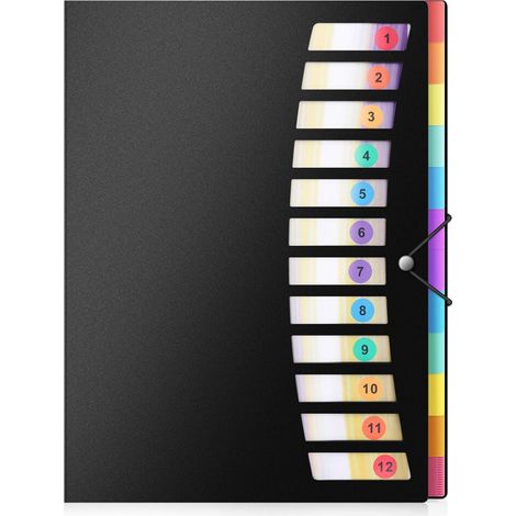 Caja archivadora expandible, práctica y funcional para la oficina, apta para documentos tamaño carta y A4, fabricada en plástico impermeable y material PP duradero.