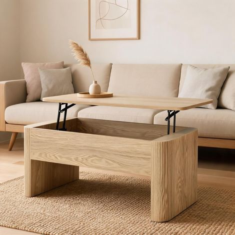 Winthorpe Wooden Coffee Table Lift Up Storage Oak Home Living Room - Oak (1/5)