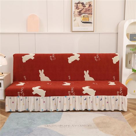 Housse de futon extensible sans accoudoirs, fond élastique, imprimée et lavable, taille L (1/5)