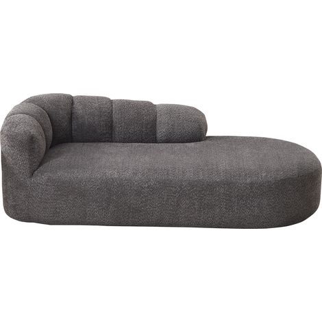 Moderne Chaiselongue aus grauem Chenille mit gewellter Rückenlehne (1/5)