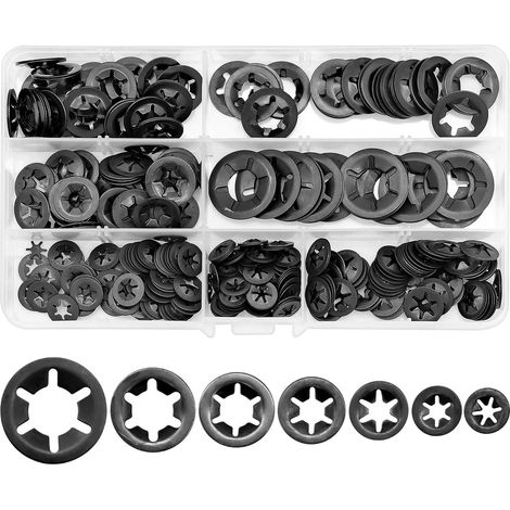 Kit de 340 rondelles frein Starlock pour roulements, tailles M3, M4, M5, M6, M8, M10 et M12 (7 tailles). (1/5)