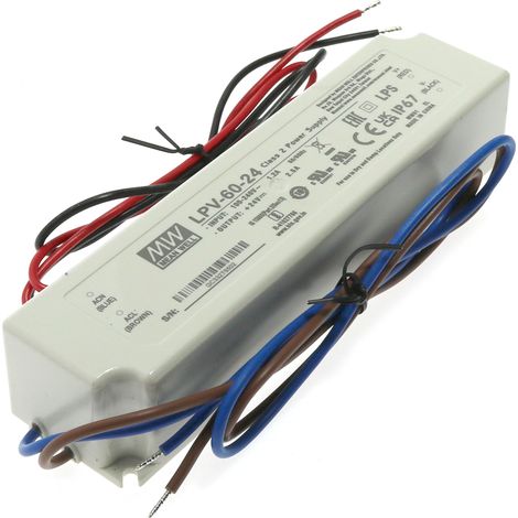 Alimentation pour bandes LED Mean Well 60W 24VDC IP67 LPV-60-24 - Ledme - LPV-60-24 (1/2)