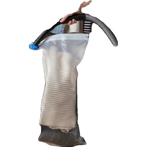 Bolsas de viaje selladas al vacío para ropa, material resistente, diseño que ahorra espacio, color blanco. (1/2)