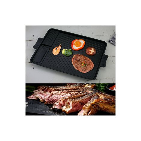 Plaque de cuisson rectangulaire anti-adhésive de style coréen pour barbecue intérieur et extérieur