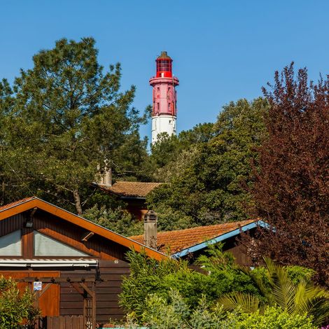 Tableau sur toile cabane et phare Cap Ferret 30x30 cm - Impression sur Toile Murale Décorative - Image imprimée en HD sur Toile - Toile sur Châssis en Bois FSC - Fabriqué en France