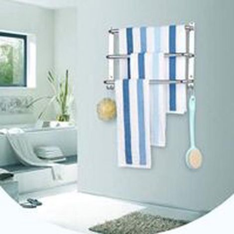 Porte-serviettes mural à 3 barres, 80 cm de large, en acier inoxydable 304 avec crochets pour salle de bain et cuisine (1/2)