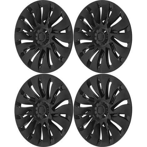 4 enjoliveurs de roue symétriques noirs brillants pour Tesla Model Y (roues de 19 pouces, modèles 2020 à 2023) (1/5)