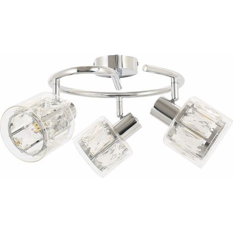 Plafonnier glamour chrome rond 3 globes verre 3xE14 (1/3)