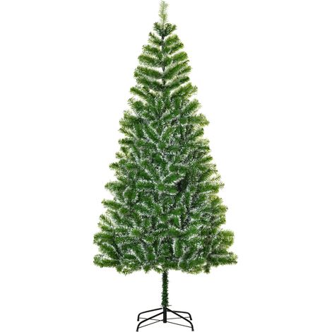 HOMCOM 5ft/7ft Christmas Snow Tree cm Pine Look and Metal Stand Snow Gift 499 Tips 7FT