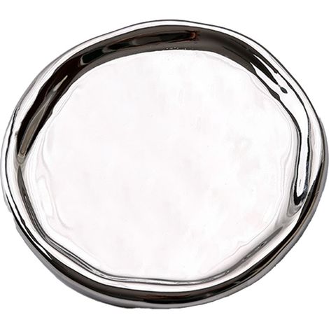 Plateau Bijoux Céramique Brillant Moderne Élégant pour Rangement Maison Cadeau Argenté Rond (1/5)