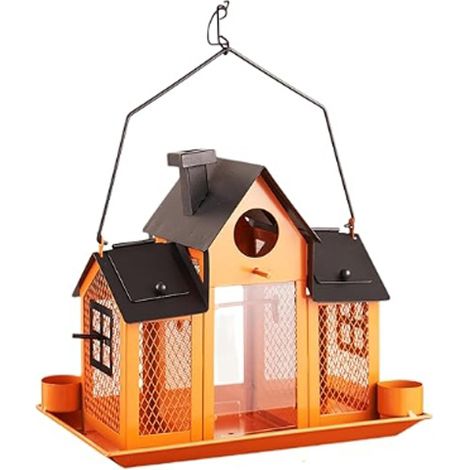 Mangeoire à oiseaux créative Swing House, décoration de jardin de maison, lumière chaude, sans décoration d'oiseau, orange (1/5)