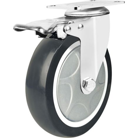 Swivel casters, heavy-duty threaded rods, double safety lock, industrial set of 1