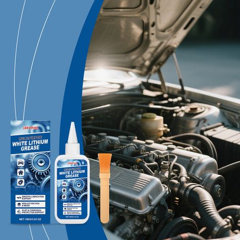 Graisse blanche multi-usages à base de lithium pour l'entretien des pièces métalliques automobiles : protection antirouille, lubrification et nettoyage – 100 g + pinceau (1/5)