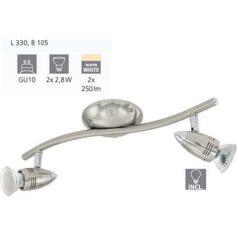 Eglo spot magnum-led 2x3w attacco gu10 colore nichel opaco 92642 (1/4)