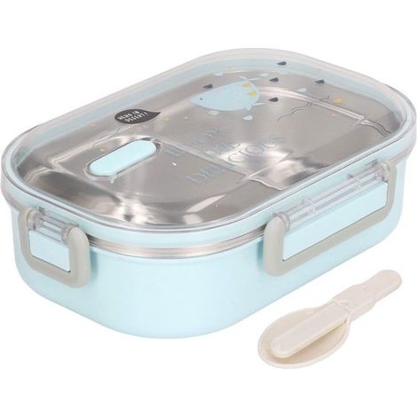 Dailygoody - Fiambrera térmica de acero inoxidable - A prueba de fugas y aislada para la escuela, viajes y picnics - Peces azules transparentes (1/5)