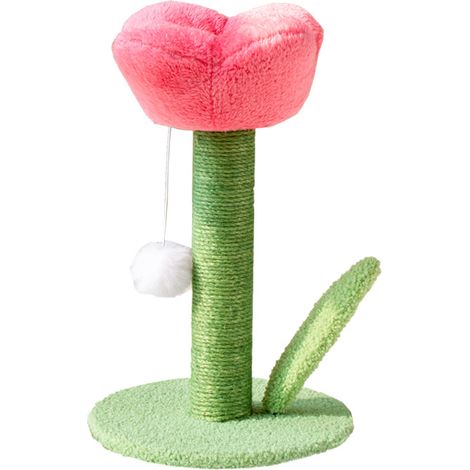 Griffoir en corde de sisal en forme de tulipe avec balle ludique - Jouet résistant pour l'entretien et l'exercice des griffes (1/3)