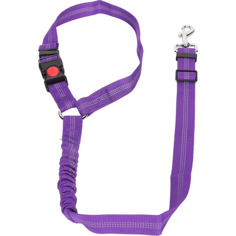 Ceinture de sécurité réfléchissante pour chien, réglable et en nylon, couleur violette pour voiture (1/5)