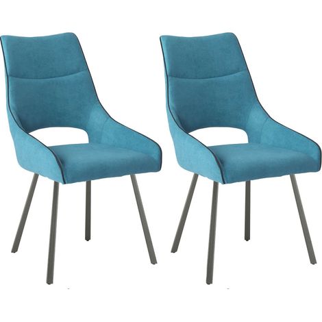 AMADO - Lot de 2 Chaises Tissu Coloris Bleu (1/4)