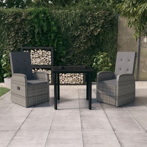 Ensemble à manger de jardin avec coussins 3 pcs-Salon de jardin Gris 738867 (1/5)