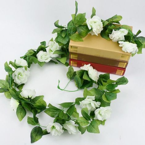 Lot de 4 Guirlande, Roses artificielles, 230 cm, Tissu et plastique, Flexible, Intérieur et mariage (1/4)